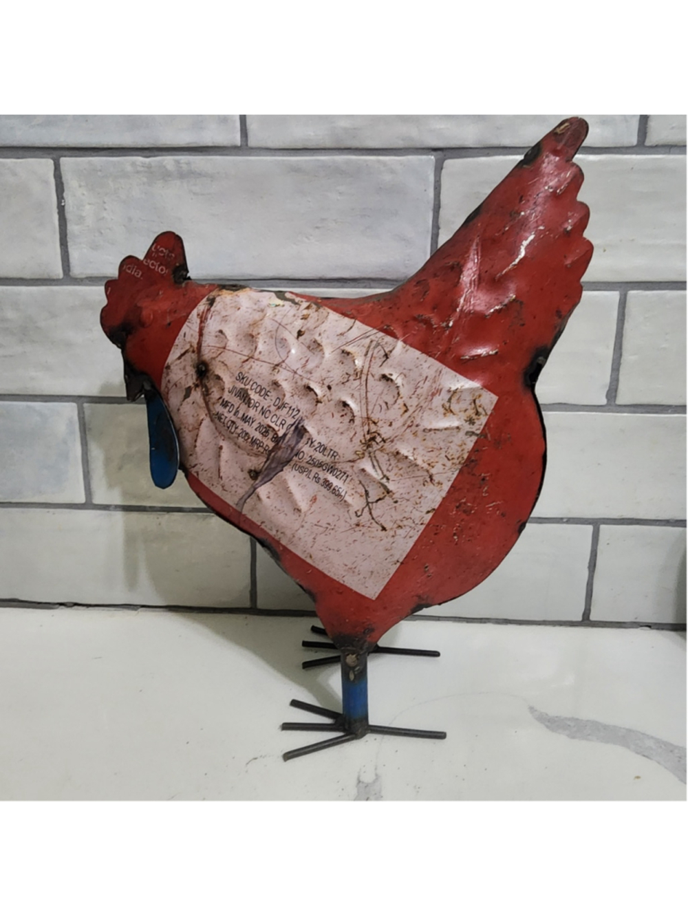 Recycled Metal Hen Chicken Folk Art Rustic Farmhouse Decor